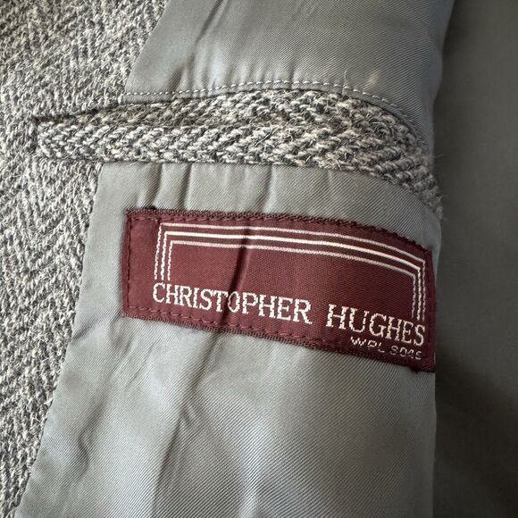 Vintage Wool Tweed Herringbone Blazer Mens 44R Gray Japan Jacket Sport Coat READ - Picture 6 of 13